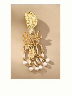 Anthropologie Gold Pearl Brooch